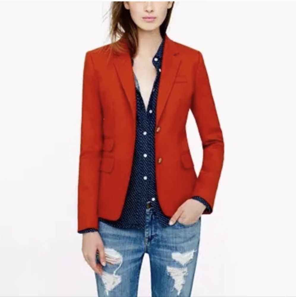 J. Crew 100% wool schoolboy blazer in red-orange